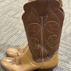 Vintage Sanders Brown Leather Handcrafted Cowboy Boots 56 80556 N142K-7 Size 5.5